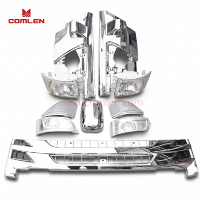 1 Set Chromed Modification Body Kit For Isuzu NPR Headlight Wheel Eyebrow Grill Rear Mirror Cover Headlamp Headlight Front Bumper Included suppliers